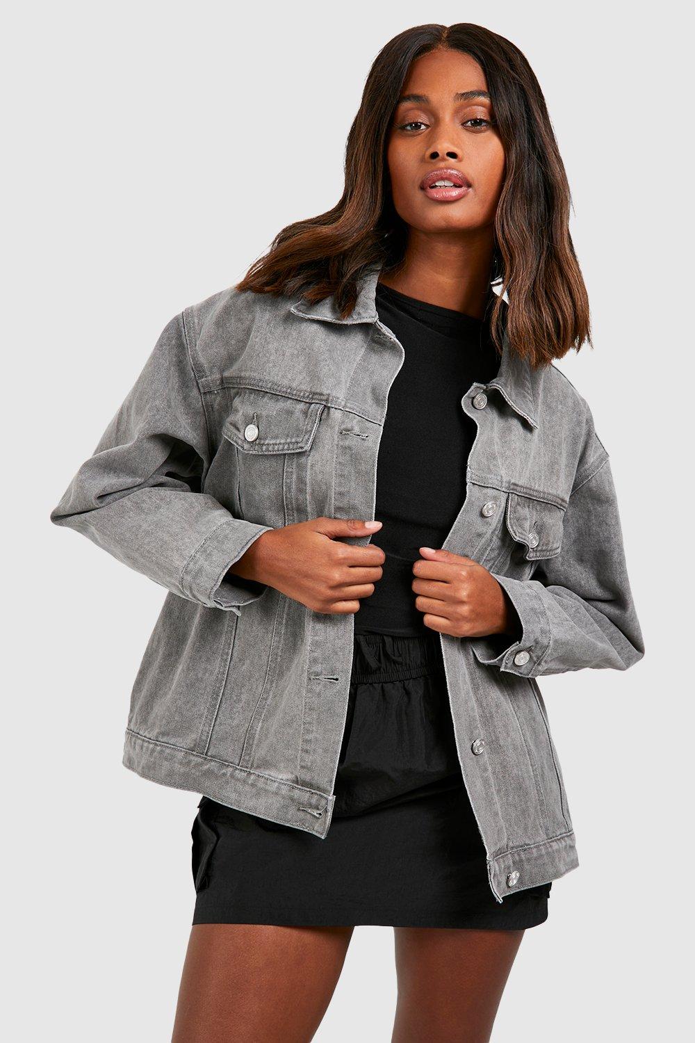 Black denim borg jacket clearance womens